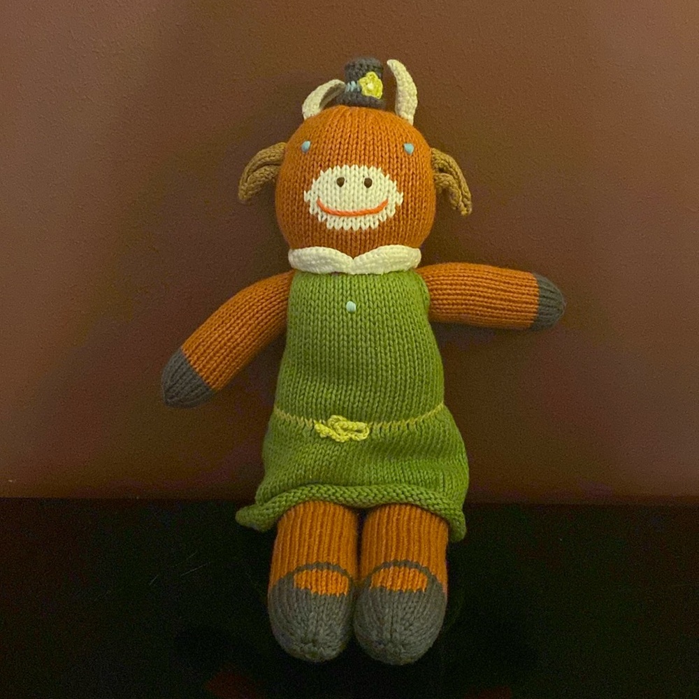 Blabla Handmade in Peru Stuffed Cow NEW